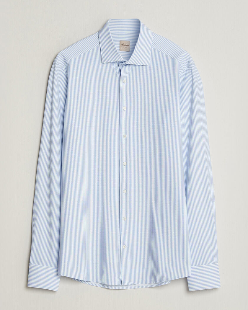 Stenströms Slimline Active Stretch Striped Shirt Light Blue – Blå