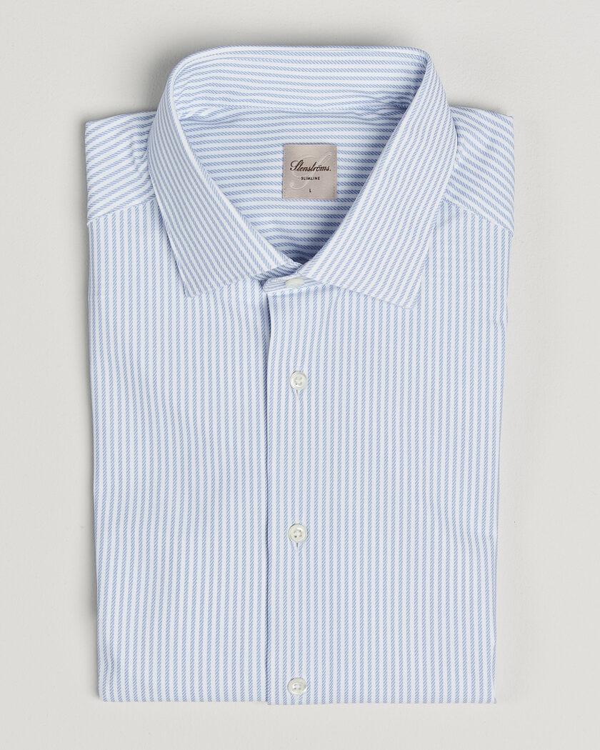 Stenströms Slimline Active Stretch Striped Shirt Light Blue – Blå