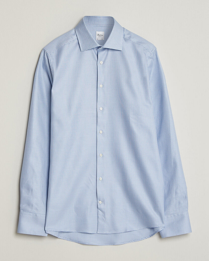 Stenströms Slimline Twofold Houndstooth Shirt Blue – Blå