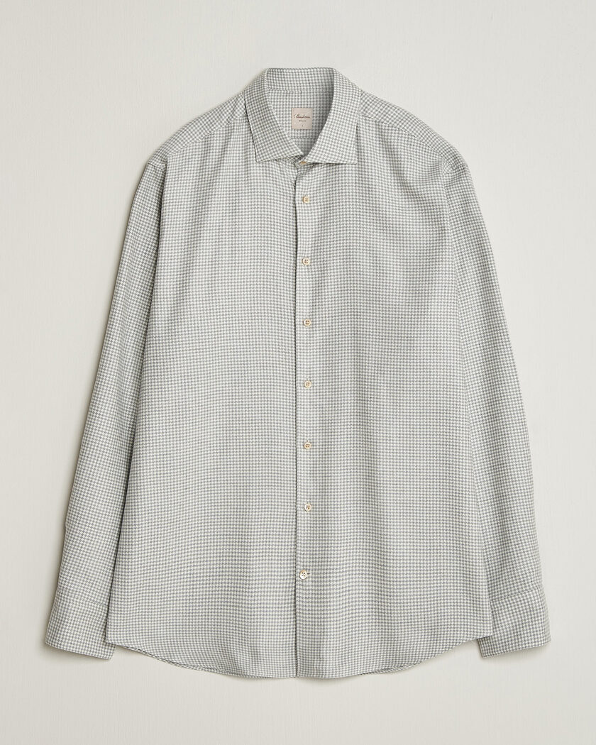 Stenströms Regular Fit Houndstooth Flannel Shirt Grey – Grå