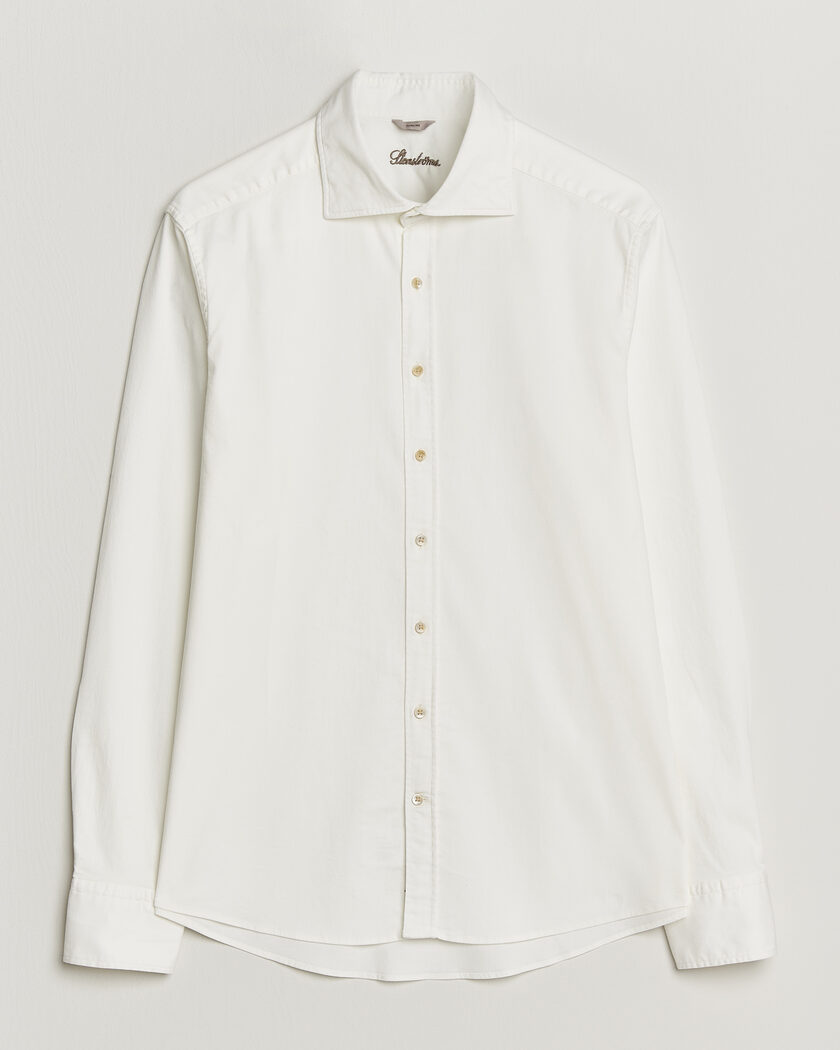 Stenströms Slimline Garment Washed Shirt Off White Denim – Hvit