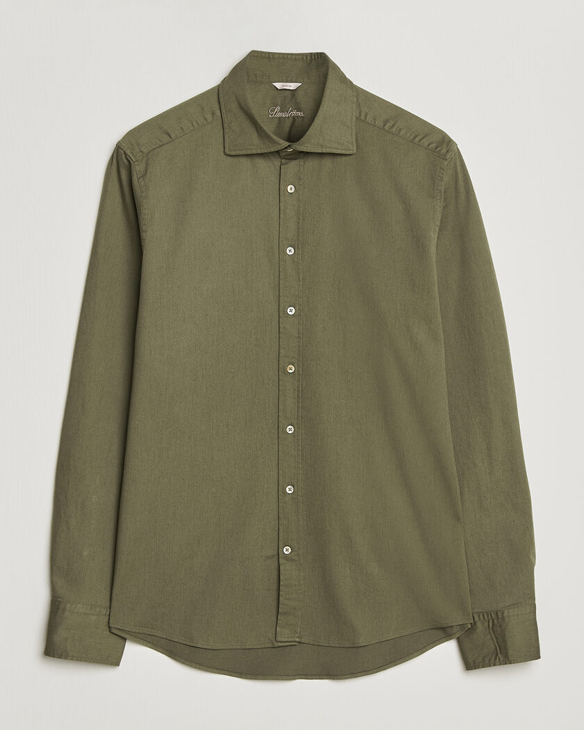 Stenströms Slimline Garment Washed Shirt Green Denim – Grønn