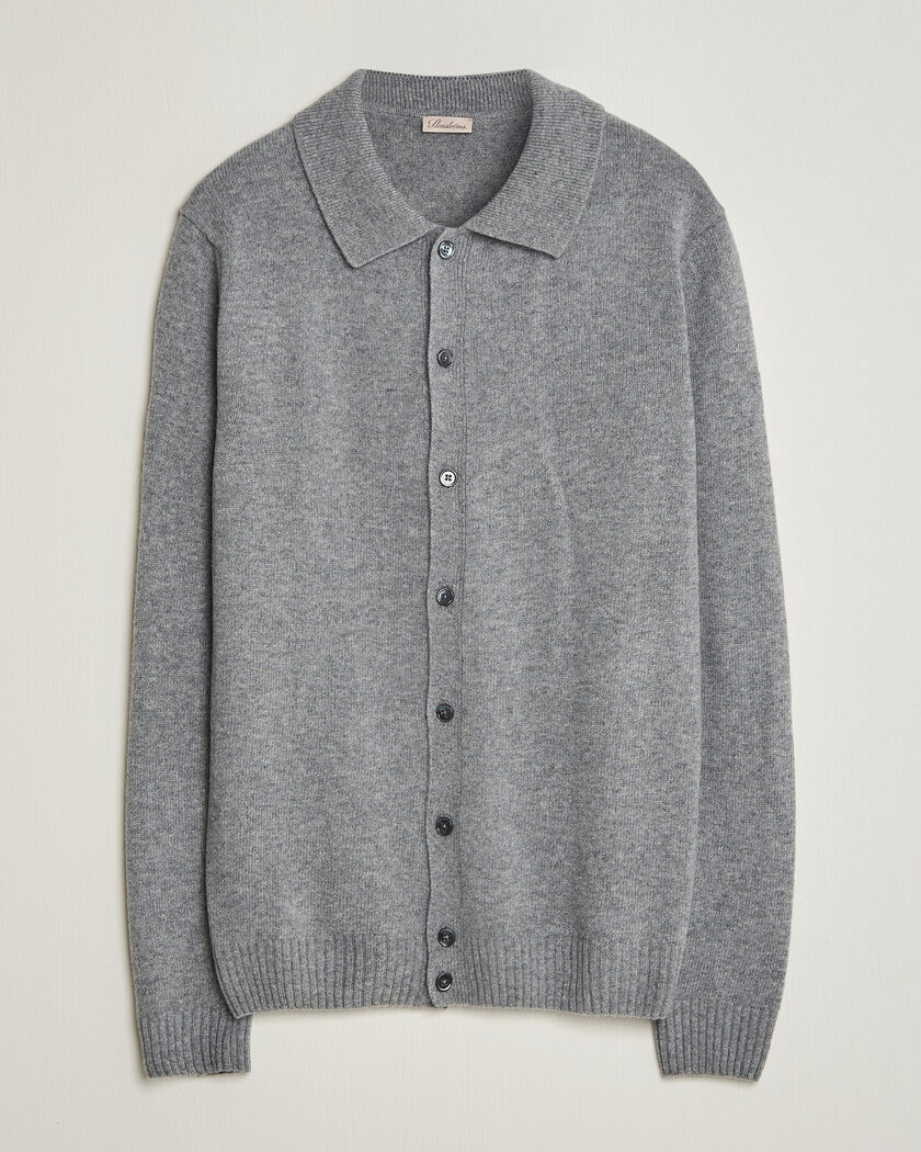 Stenströms Brushed Merino Polo Cardigan Grey – Grå