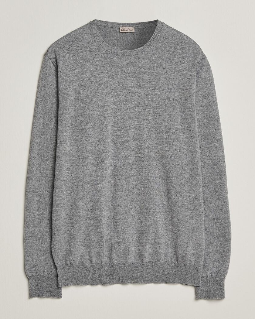 Stenströms Merino Crew Neck Grey Mouline – Grå