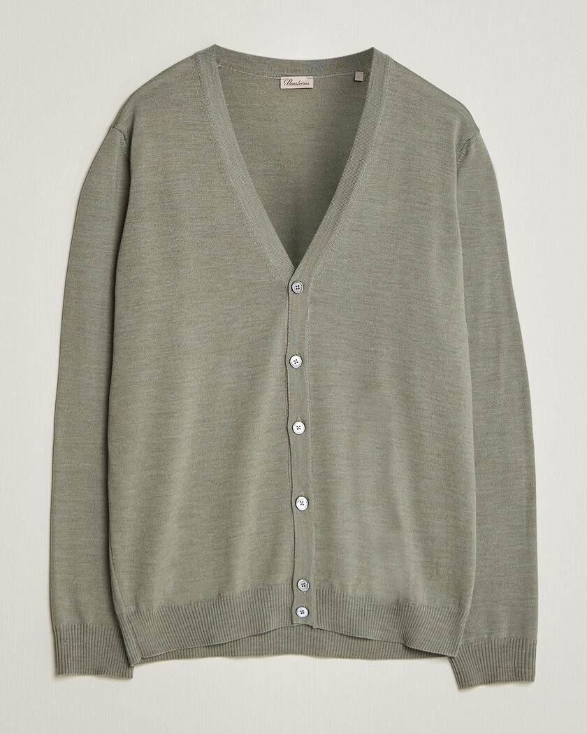 Stenströms Merino Cardigan Green/Grey – Grønn