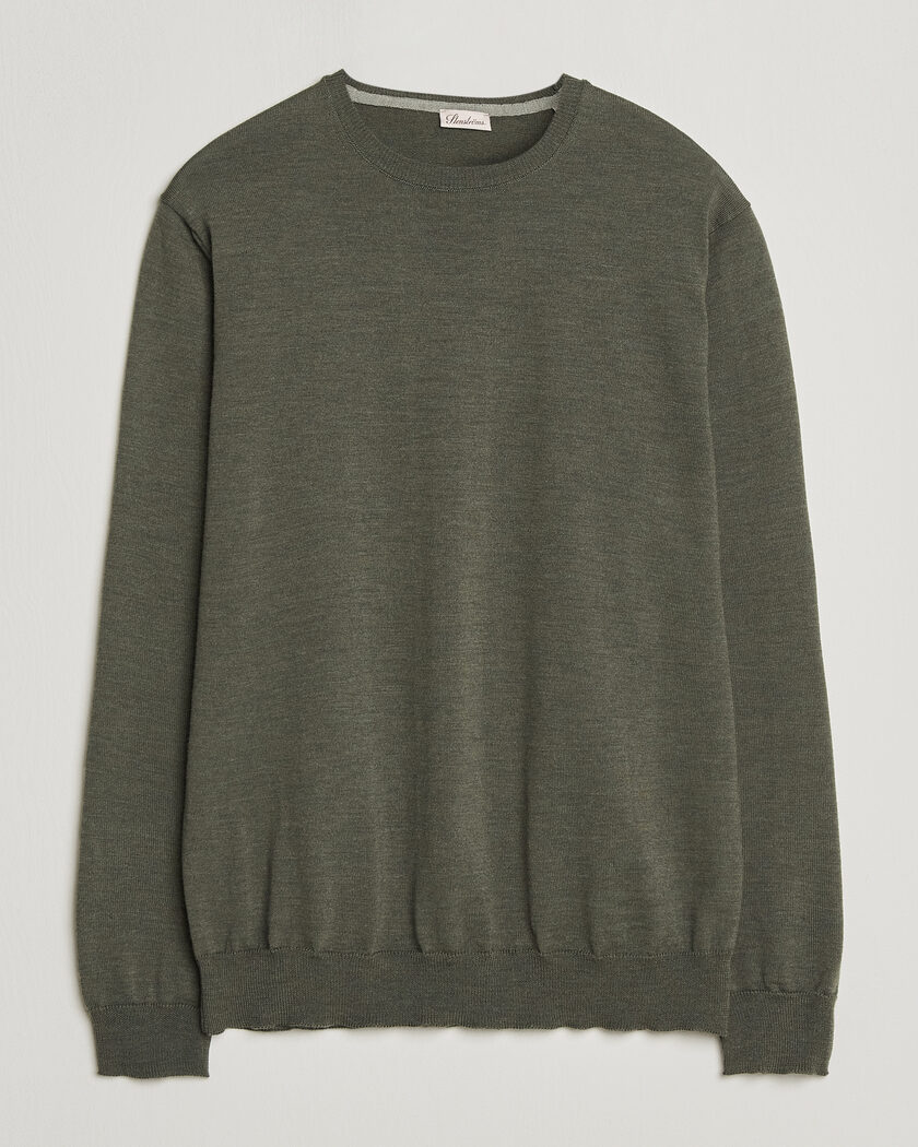 Stenströms Merino Patch Crew Neck Dark Green – Grønn