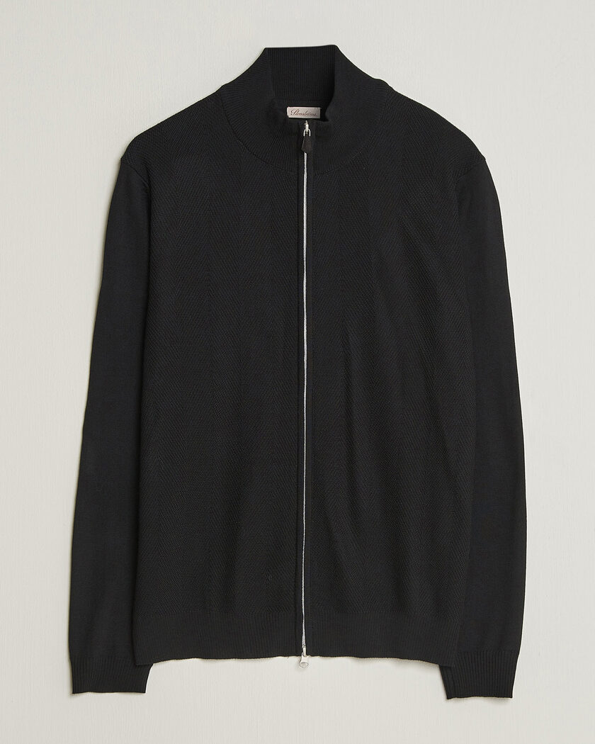  Stenströms Merino Herringbone Full Zip Black – Svart