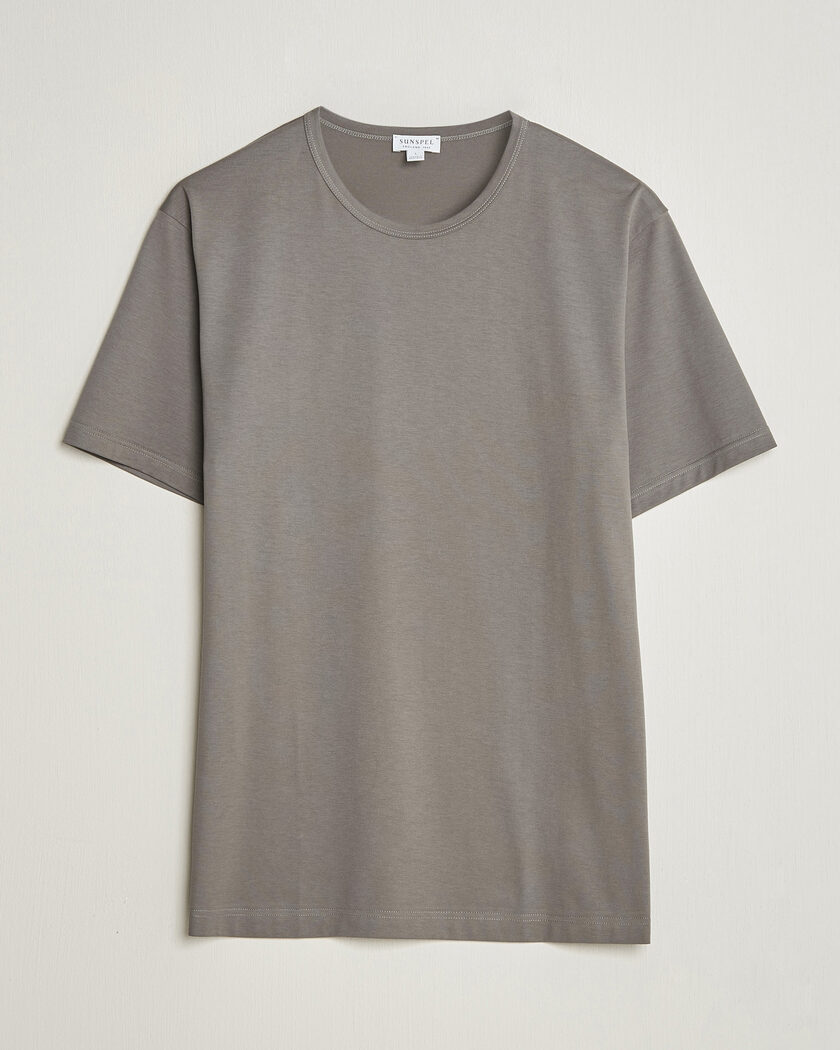 Sunspel Crew Neck Q82 Cotton T-Shirt Smoke Grey – Grå