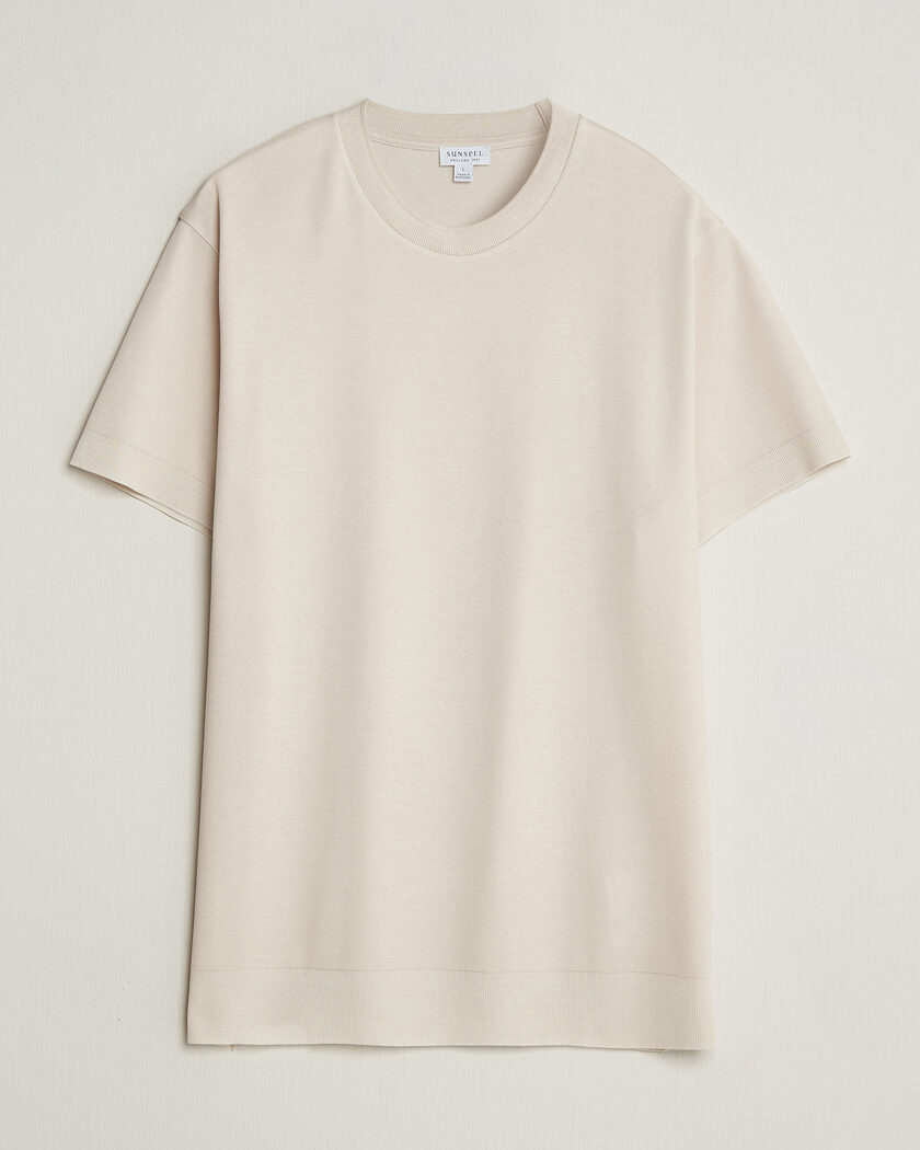 Sunspel Cotton Piquet T-Shirt Swansdown – Hvit