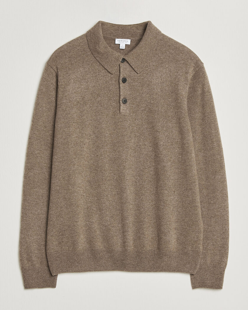 Sunspel Cashmere Polo Taupe – Brun