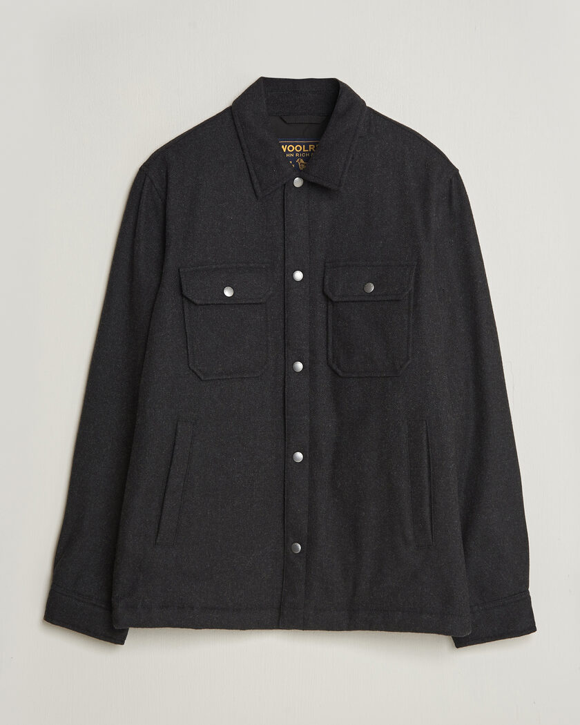 Woolrich Alaskan Wool Light Padded Shirt Jacket Faded Black – Svart