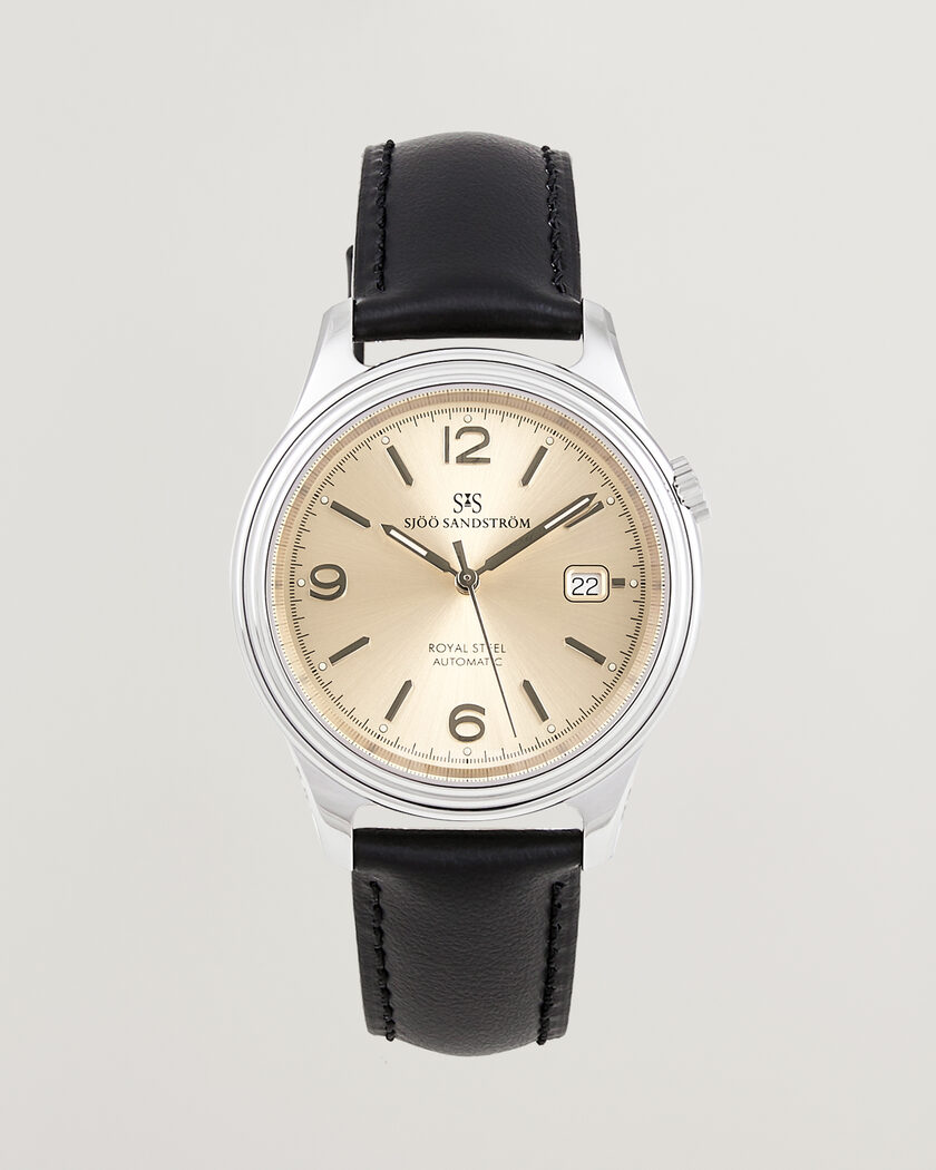 Sjöö Sandström Royal Steel 41mm Black Calf – Gull