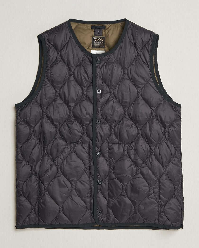 TAION Military Crew Neck Down Vest Black – Svart