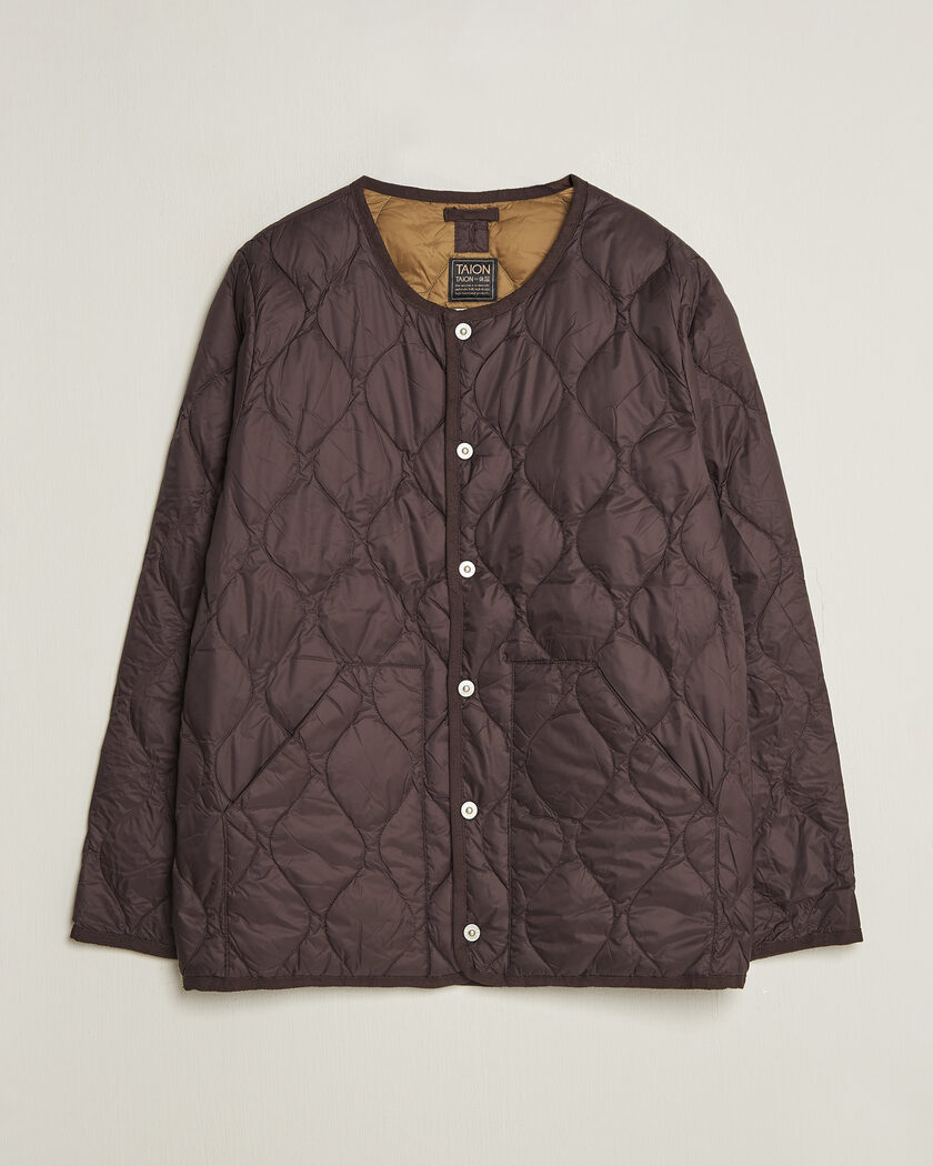 TAION Military Crew Neck Down Jacket Dark Choco – Brun