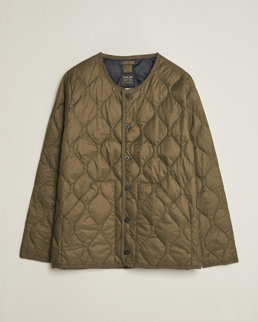 TAION Military Crew Neck Down Jacket Dark Olive – Grønn