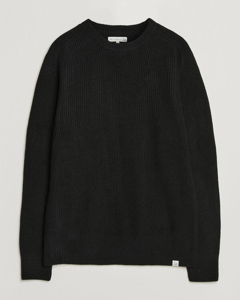 Merz b. Schwanen Merino/Cashmere Knitted Sweater Deep Black – Svart