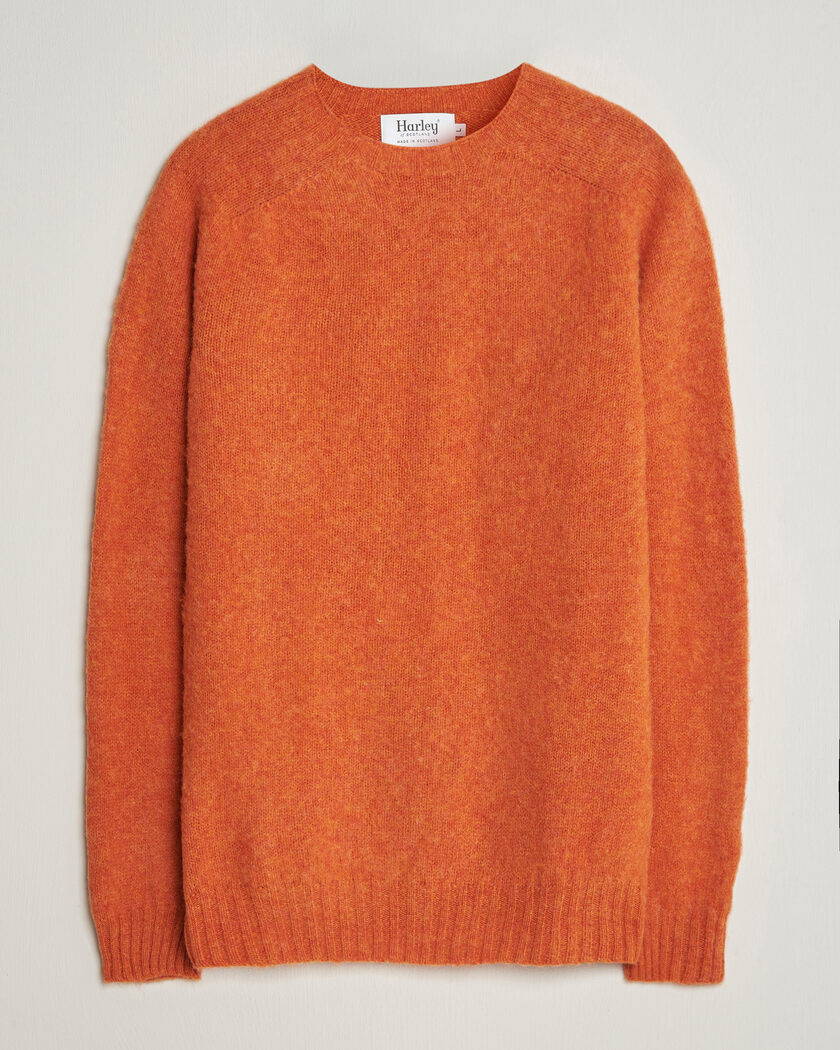 Harley Of Scotland Brushed Supersoft Lambswool Crewneck Satsuma – Oransje