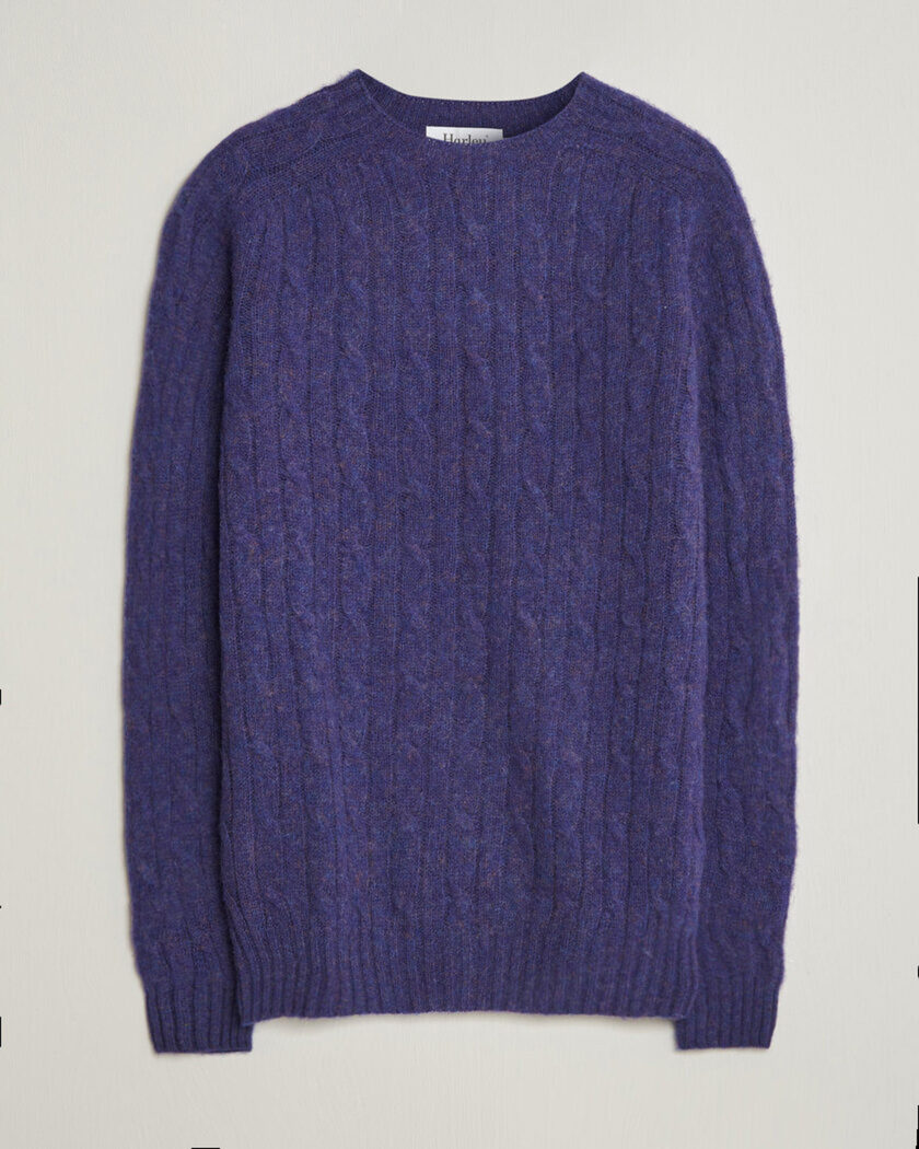 Harley Of Scotland Brushed Supersoft Lambswool Cable Iris – Lilla