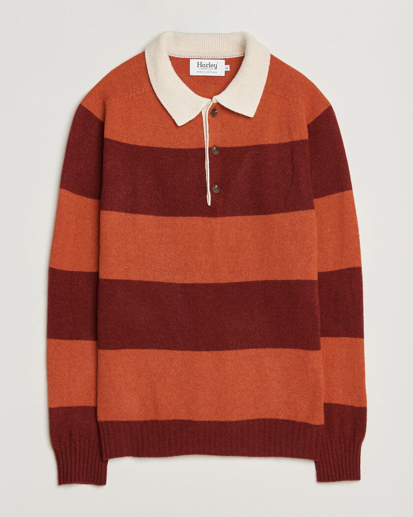 Harley Of Scotland Supersoft 2ply Lambswool Rugby Red/Orange – Rød