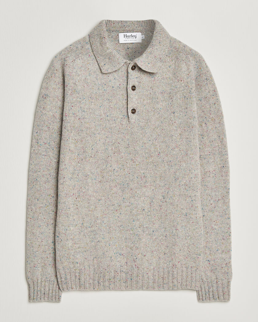 Harley Of Scotland Donegal Wool Polo Machair – Grå