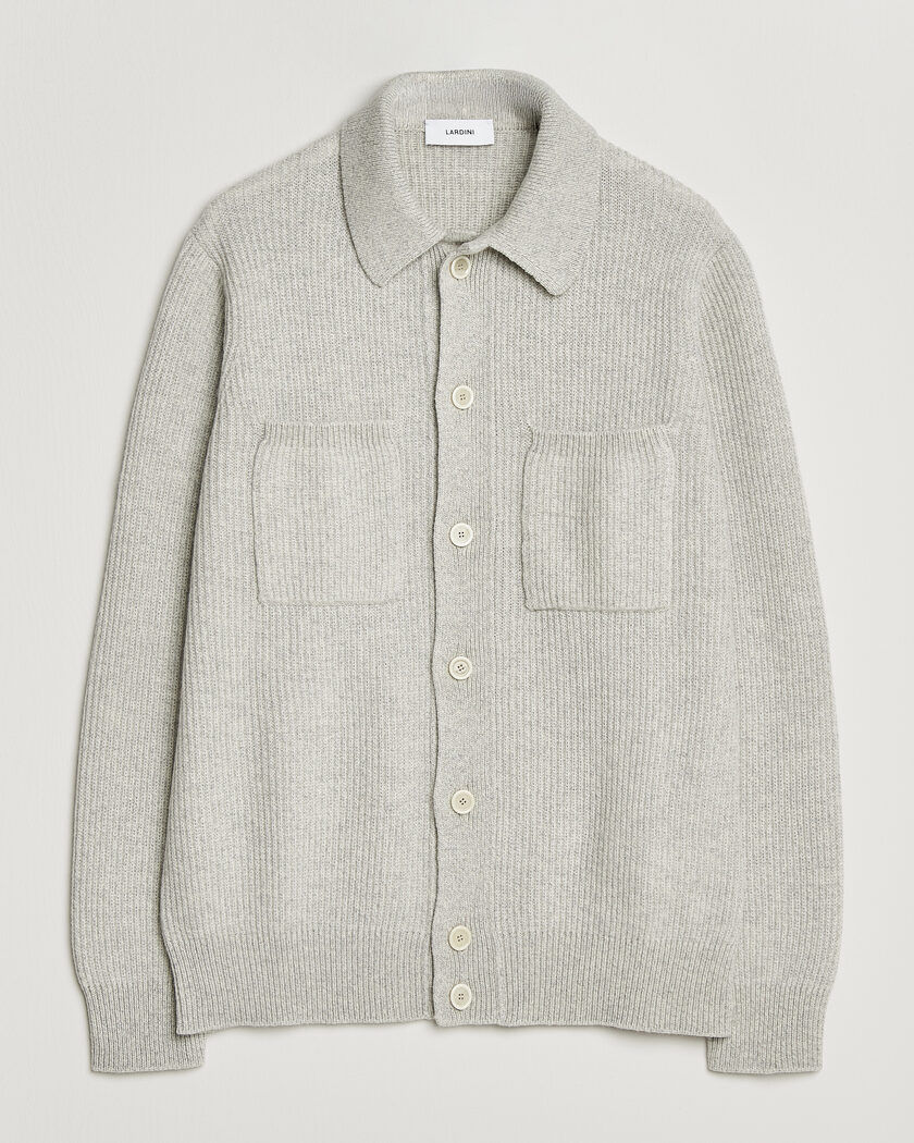 Lardini Heavy Knitted Cardigan Light Grey – Grå
