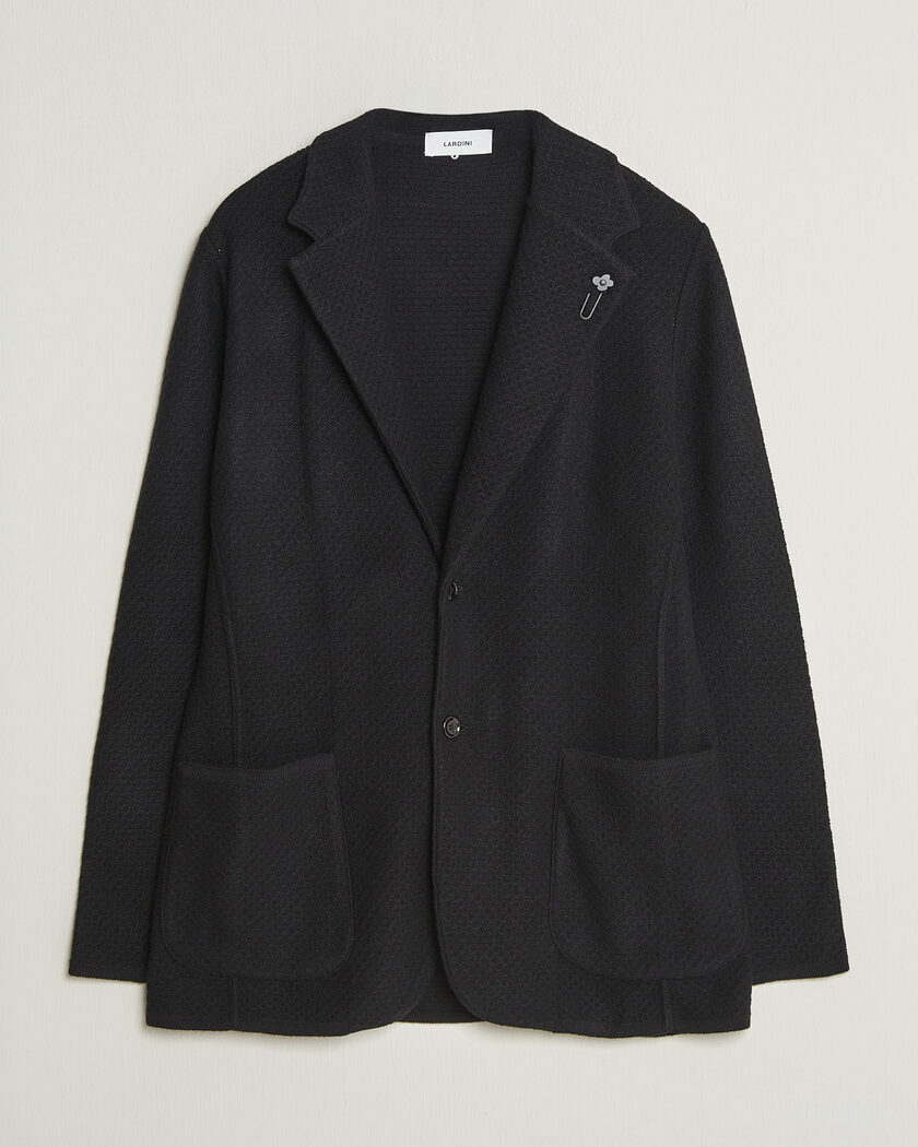 Lardini Knitted Structure Wool/Cashmere Blazer Black – Svart