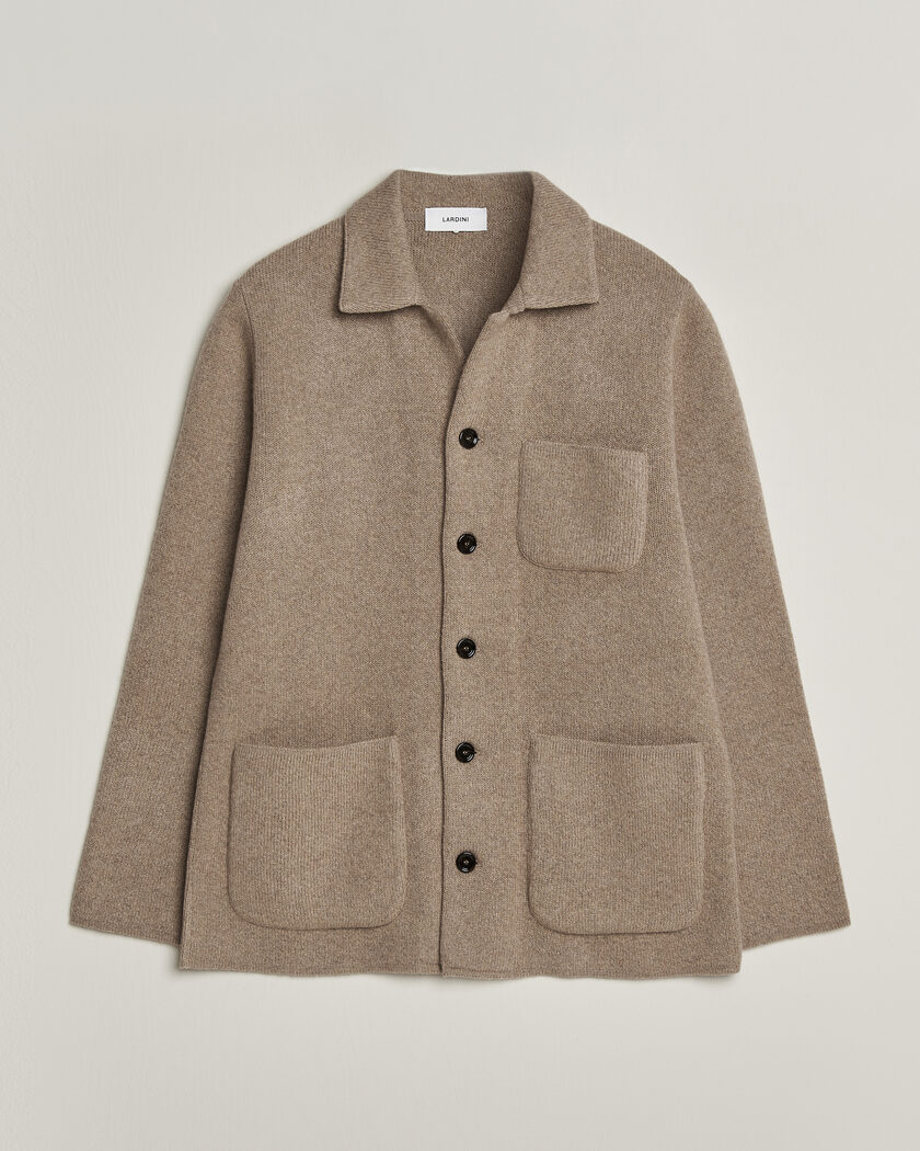 Lardini Knitted Cashmere Overshirt Light Brown – Beige