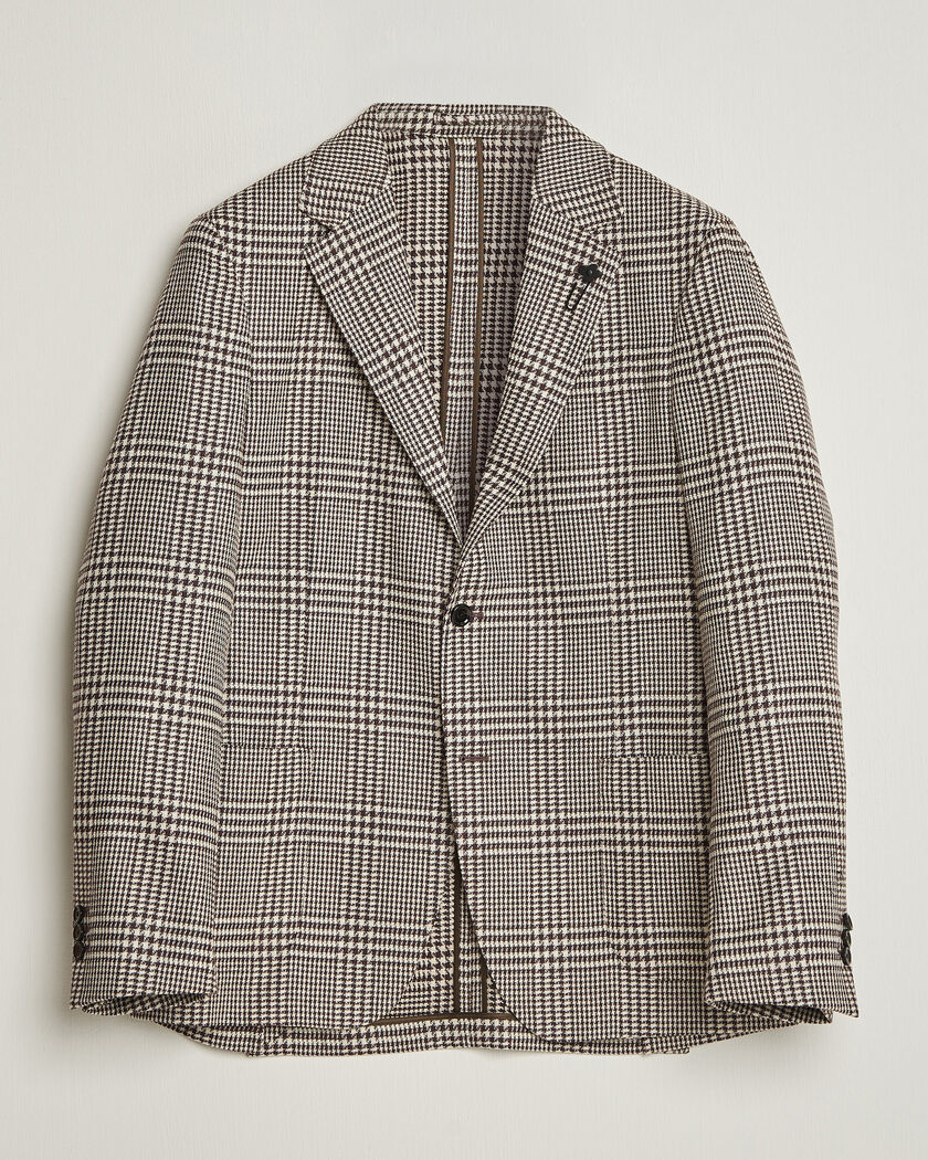 Lardini Wool/Cashmere Checked Blazer Brown – Brun
