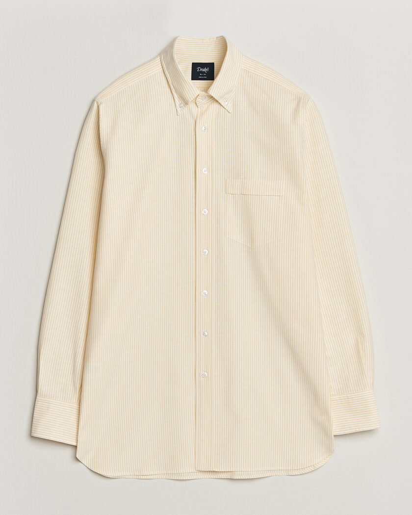 Drake's Striped Button Down Oxford Shirt Yellow – Gul