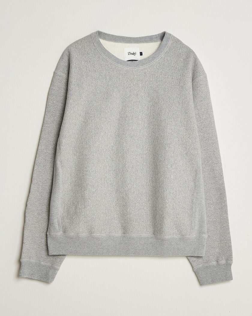 Drake's Reverse Weave Crewneck Sweatshirt Grey – Grå