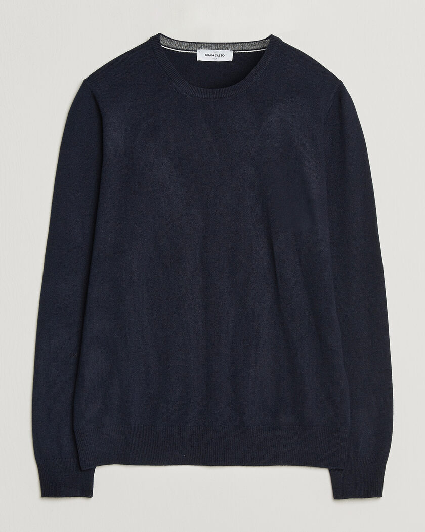 Gran Sasso Wool/Cashmere Crew Neck Navy – Blå