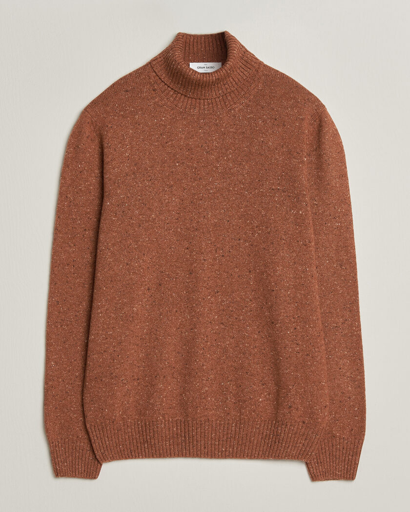 Gran Sasso Wool/Cashmere Donegal Rollneck Rust Orange – Oransje