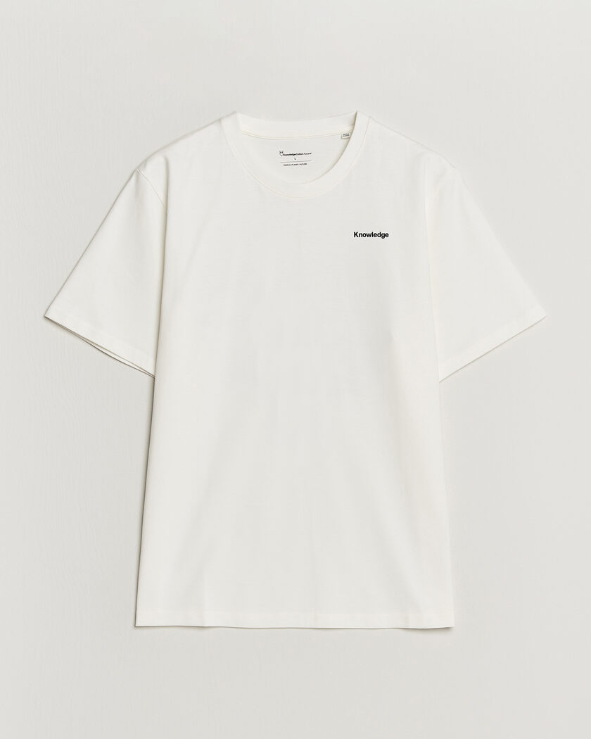 KnowledgeCotton Apparel Back Print T-Shirt Egret – Hvit