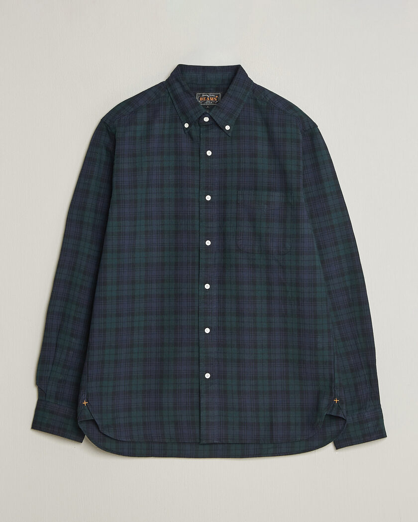 BEAMS PLUS Button Down Shirt Black Watch – Blå