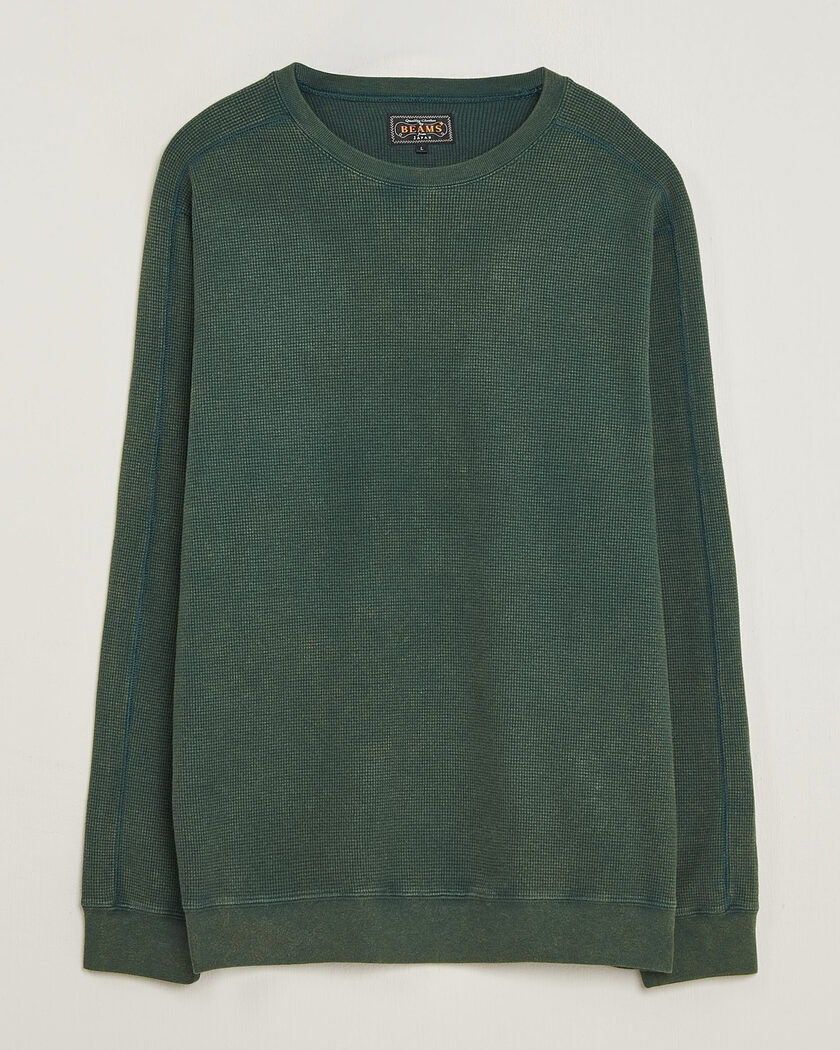 BEAMS PLUS Fade Thermal Crew Green – Grønn
