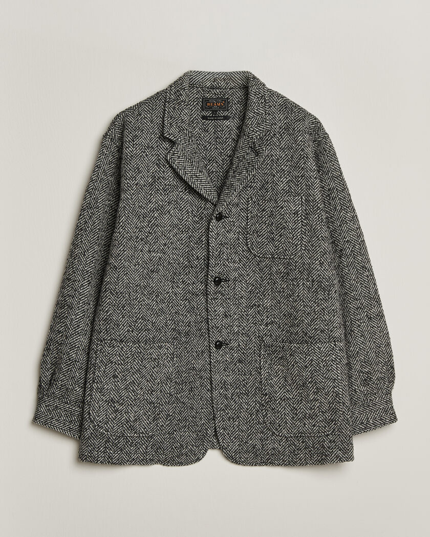 BEAMS PLUS Wool Herringbone Jacket Grey – Grå