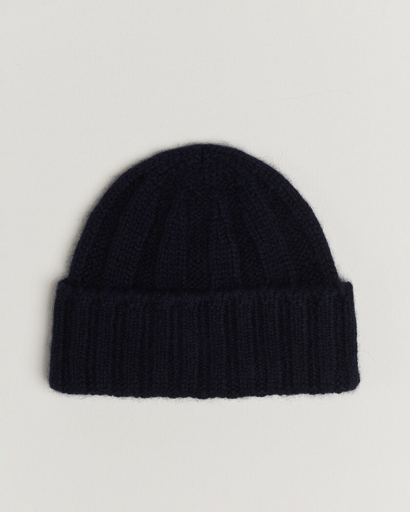 BEAMS PLUS Cashmere Rib Beanie Navy – Blå