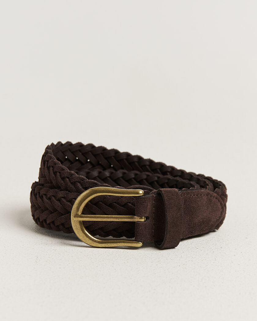 BEAMS PLUS Suede Braided Belt Dark Brown – Brun