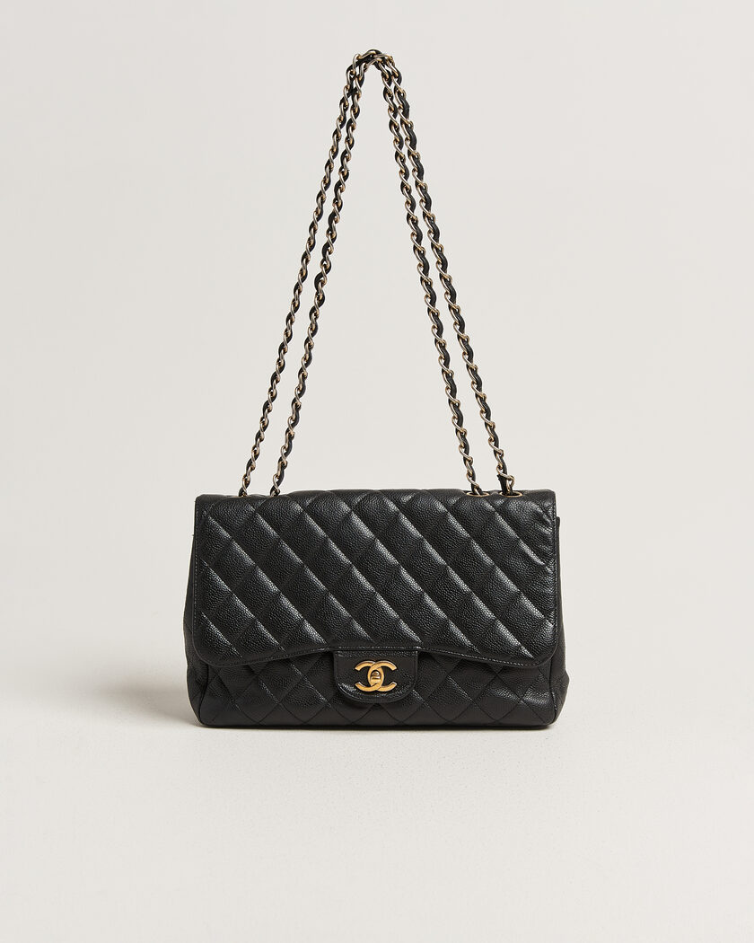 Chanel Pre-Owned Classic Jumbo Single Flap Bag Caviar Black – Svart