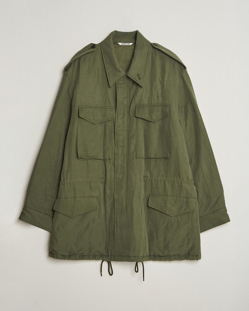 Auralee Brushed Padded Military Jacket Olive – Grønn