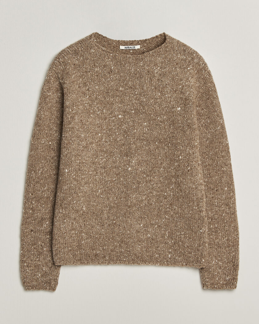 Auralee Homespun Tweed Knit Pullover Top Brown – Brun