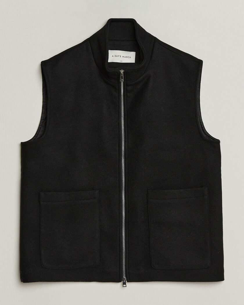 A Day's March Canora Lined Wool Vest Black – Svart