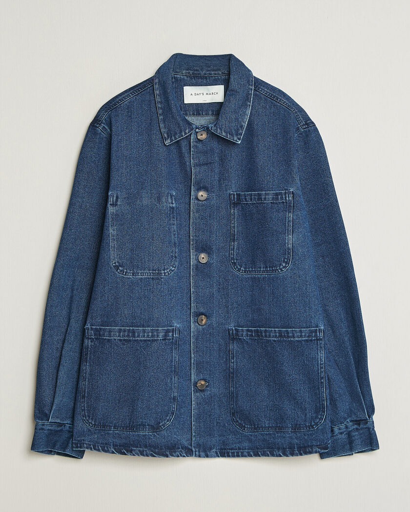 A Day's March Algot Denim Overshirt Dark Blue Wash – Blå