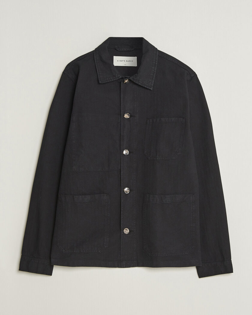 A Day's March Original Herringbone Overshirt Black – Svart