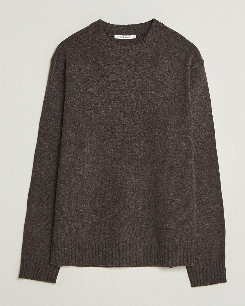 A Day's March Marlow Lambswool Sweater Dark Brown – Brun