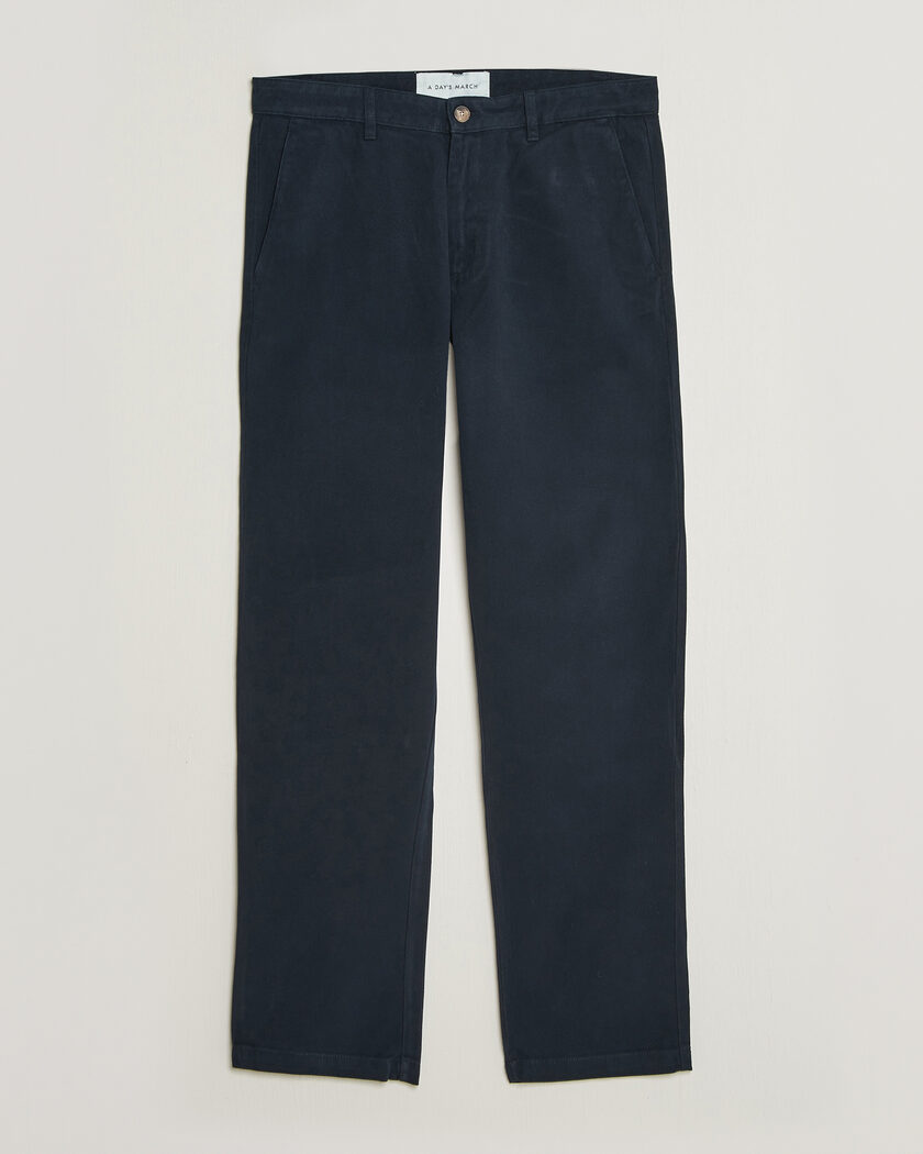A Day's March Miller Cotton/Lyocell Trousers Navy – Blå