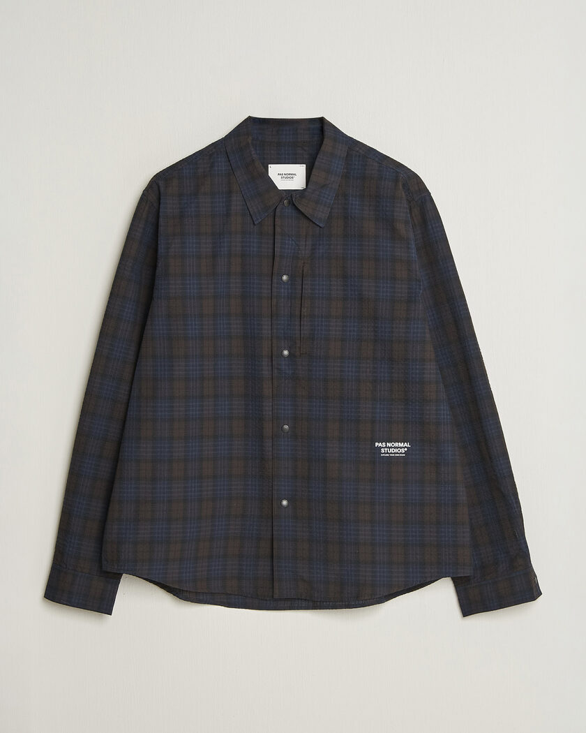 Pas Normal Studios Off-Race Seersucker Shirt Dark Navy – Blå
