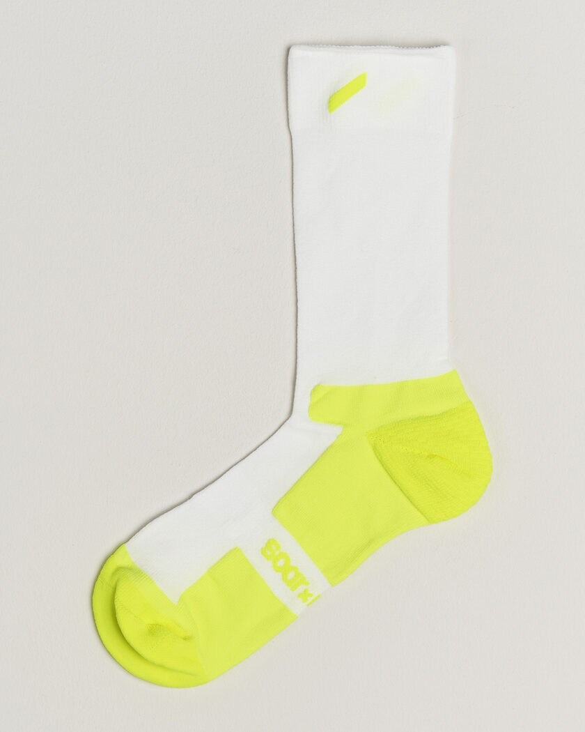 SOAR Running Crew Race Socks White/Fluro Yellow – Hvit