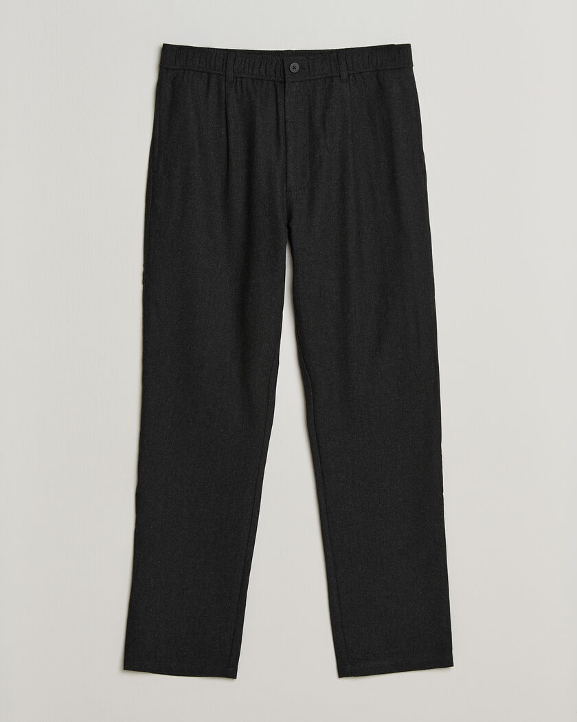 Samsøe Samsøe Bertil Flannel Drawstring Trousers Black Melange – Svart