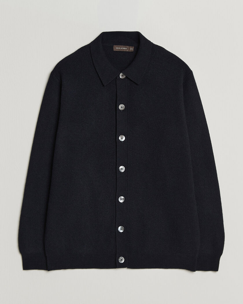 Oscar Jacobson Federico Wool/Cashmere Cardigan Navy – Blå